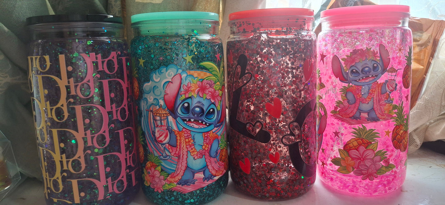 Pre made stay suspended snow globe tumbler's/Beackers